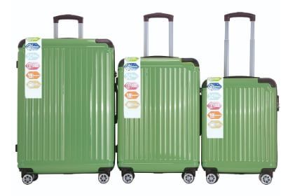 Fruit Green 3-Piece Premium ABS Luggage Set-20", 24", and 28" Suitcases with Multi-Position Handle, Silent Spinner Wheels