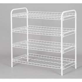 (2 Pack)4-Tier Steel Wire Shoe Organizer, Holds up to 12 Pairs, Arctic White
