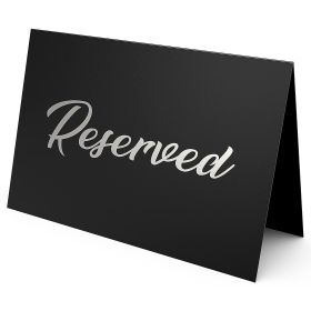 10 Pack Black Reserved Table Signs for Wedding Silver Foil Reserved Seating Signs for Wedding Chairs Church Pews Double Sided Cardstock Reserved