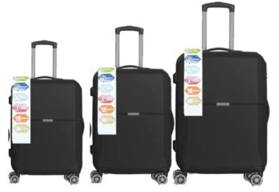 BLACK 3-Piece Premium ABS Luggage Set-20", 24", and 28" Suitcases with Multi-Position Handle, Silent Spinner Wheels, and TSA-Approved Lock-Durabl
