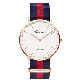 Classic Fashion Stripe Nylon Band Women Watch Top Luxury Brand Men Quartz Wrist Watch Lady Watch Montre Femme Horloge Saat Clock (Color: TMC518-1, size: 1)