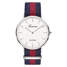 Classic Fashion Stripe Nylon Band Women Watch Top Luxury Brand Men Quartz Wrist Watch Lady Watch Montre Femme Horloge Saat Clock (Color: TMC517-2, size: 1)
