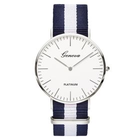 Classic Fashion Stripe Nylon Band Women Watch Top Luxury Brand Men Quartz Wrist Watch Lady Watch Montre Femme Horloge Saat Clock (Color: TMC517-3, size: 1)