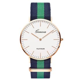 Classic Fashion Stripe Nylon Band Women Watch Top Luxury Brand Men Quartz Wrist Watch Lady Watch Montre Femme Horloge Saat Clock (Color: TMC518-2, size: 1)