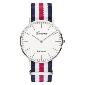 Classic Fashion Stripe Nylon Band Women Watch Top Luxury Brand Men Quartz Wrist Watch Lady Watch Montre Femme Horloge Saat Clock (Color: TMC517-5, size: 1)