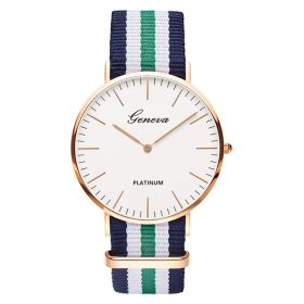 Classic Fashion Stripe Nylon Band Women Watch Top Luxury Brand Men Quartz Wrist Watch Lady Watch Montre Femme Horloge Saat Clock (Color: TMC518-6, size: 1)