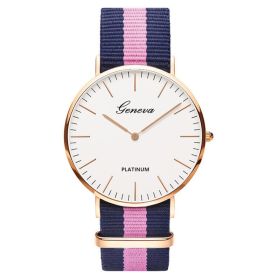 Classic Fashion Stripe Nylon Band Women Watch Top Luxury Brand Men Quartz Wrist Watch Lady Watch Montre Femme Horloge Saat Clock (Color: TMC518-4, size: 1)