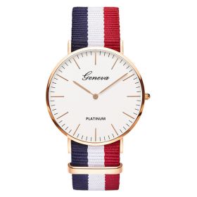 Classic Fashion Stripe Nylon Band Women Watch Top Luxury Brand Men Quartz Wrist Watch Lady Watch Montre Femme Horloge Saat Clock (Color: TMC518-0, size: 1)
