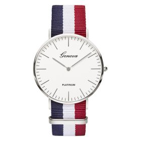 Classic Fashion Stripe Nylon Band Women Watch Top Luxury Brand Men Quartz Wrist Watch Lady Watch Montre Femme Horloge Saat Clock (Color: TMC517-1, size: 1)